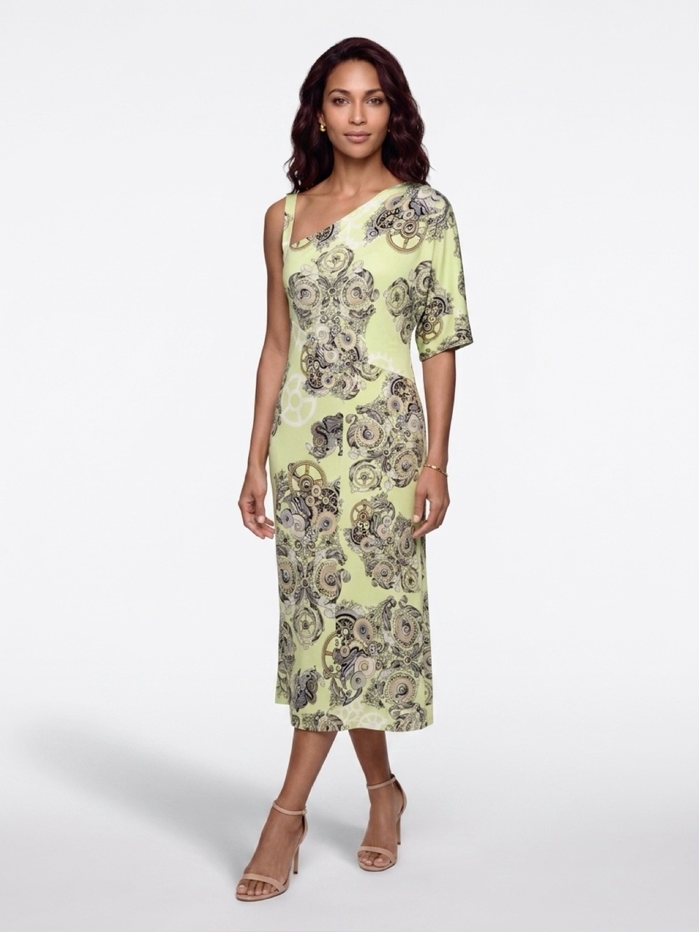 GIANNI VERSACE DRESSY DRESS LIME W/BLACK COLOR SIZE 50/14US